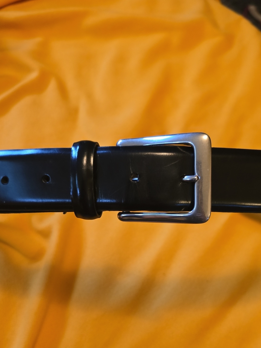 Cole Haan Black Leather Belt with Silver Buckle - Classic